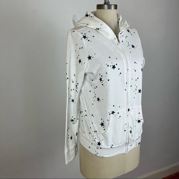 Monrow Star Print White Zip Up Jacket - Picture 2 of 7